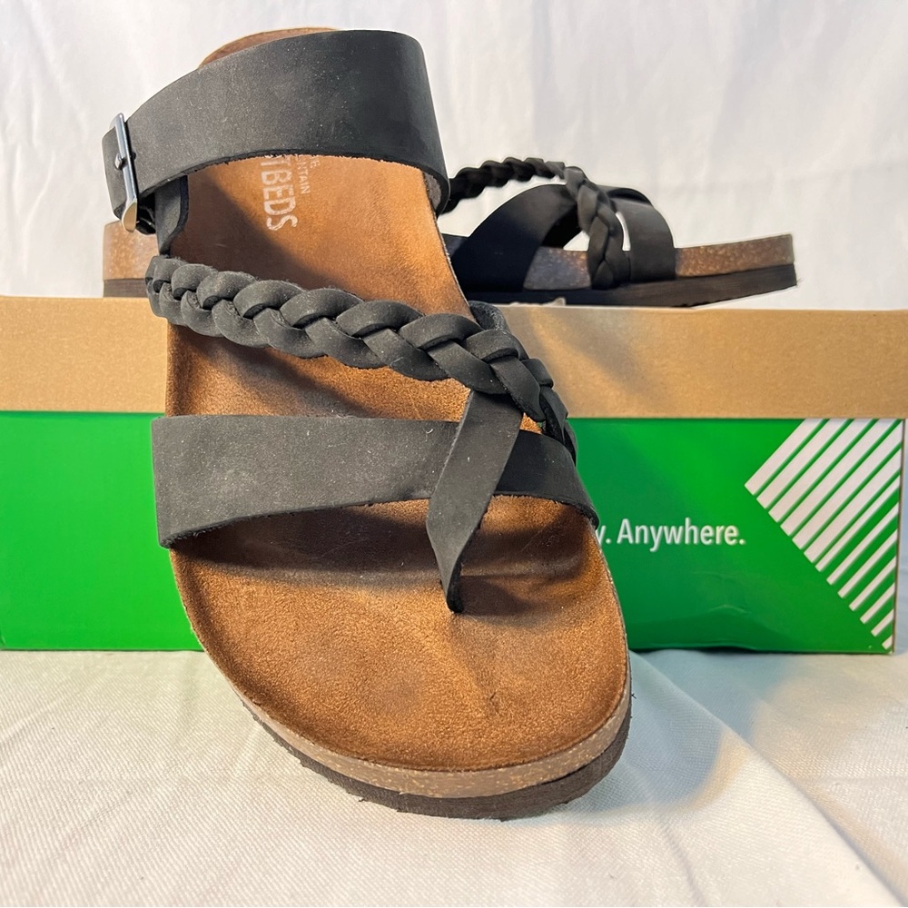 White Mountain Footbeds Hazy, black nubuck leather, sz 8